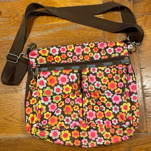 LESportSac Flower Power Satchel Crossbody/Shoulder Bag - Picture 1 of 8